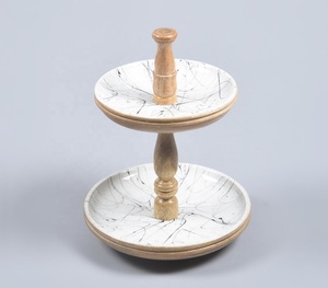 Low MOQ Customized Enameled & Turned Mango <b>Wood</b> 2-Tiered <b>Cupcake</b> <b>Stand</b> Manufacturer Wholesaler Exporter - Product Image 1