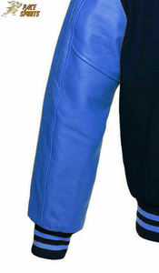 Chaqueta con letras de béisbol personalizada para adultos y jóvenes, chaqueta universitaria con manga de cuero de color real para hombre - Product Image 6