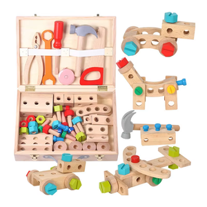 Boîte à <span class=keywords><strong>outils</strong></span> en <span class=keywords><strong>bois</strong></span> pour enfants, jouets Montessori amusants, boîte à <span class=keywords><strong>outils</strong></span> éducative certifiée CPC - Product Image 1