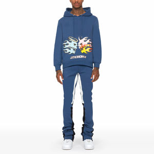 2025 personnalisable deux pièces hommes survêtement ensemble Flare pantalons de survêtement Streetwear pantalon à capuche pour adultes hiver Styles unisexe - Product Image 1