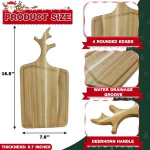 เขียงไม้อะคาเซียพร้อมด้ามเขากวางชุดของขวัญที่สมบูรณ์แบบ2ชิ้นสำหรับผลิตภัณฑ์ห้องครัวใหม่หมวดหมู่บล็อกสับ - Product Image 3