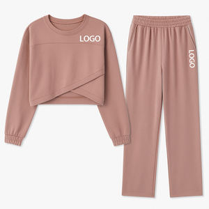 Ropa de salón de alta calidad para mujer, pantalones de pierna ancha, conjunto de ropa de dos piezas para mujer, conjunto de chándal de dos piezas a la moda - Product Image 3