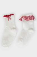 Chaussettes personnalisées pour enfants, chaussettes de jeu en coton antidérapantes avec nœuds en dentelle à carreaux respirants, motifs de cœur pour les tout-petits et les bébés