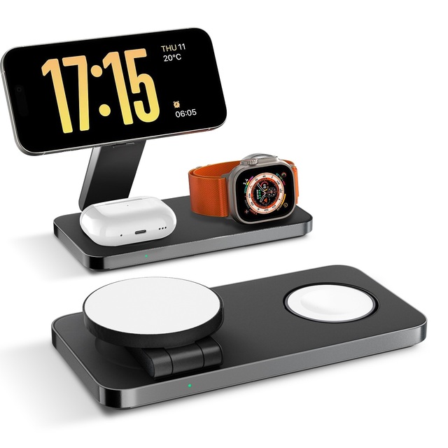 Foldable 3 in 1 Wireless Charging Station for Apple ,Magnetic Wireless Charger Station for iPhone 16-12 Series,Airpods iWatch
