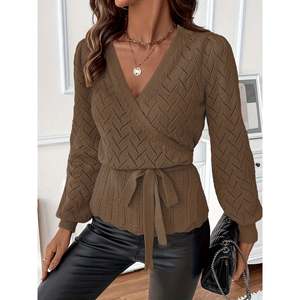 Women's Crocheted Open-Knit V-Neck Long <b>Sleeve</b> <b>Cardigan</b> Casual Buttoned Style for Spring Summer & Winter - Product Image 5