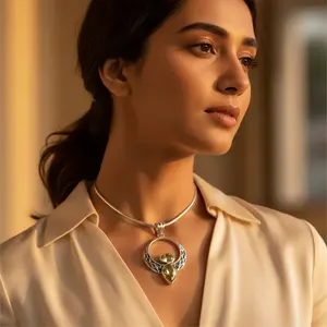 Colgante de Plata 925 con Gema de Citrino, Joyería Elegante para Mujer con Diseño de Gota de Agua en Oro Rosa, Colgantes con Baño de Rodio - Product Image 3