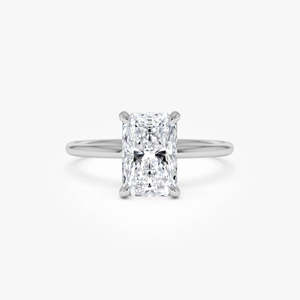 Cautivador Anillo de Compromiso con Diamante Cultivado en Laboratorio, Corte Radiante, Halo Oculto, 1.60 Ct E-F VS, Oro de 14K, para Boda, Compromiso, Fiesta - Product Image 2