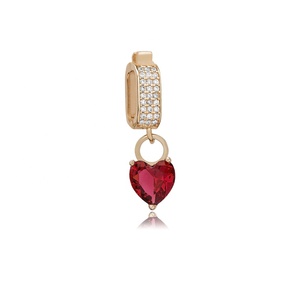 Garnet Stone <b>Heart</b> CZ Dangle Charm for Bangle Turkish Wholesale Handcrafted 925 Sterling <b>Silver</b> Jewelry - Product Image 6