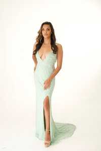 Élégante robe à col en V en ligne A caractéristique antistatique pour les soirées de bal rassemblements décontractés rencontres de nuit avant inclus - Product Image 5