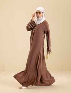 Robe Abaya Islamique Modeste Personnalisée avec Logo pour Femmes Anti-Froissage Longue jusqu'au Sol Manches Longues Vente en Gros Très Demandée - Product Image 4