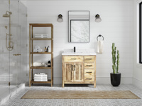 Meuble-lavabo moderne en bois de manguier de qualité supérieure naturel pour économiser de l'espace