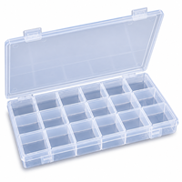 Boîte de rangement carrée en plastique transparent à 24 compartiments avec couvercle, étui de rangement pour bijoux, design minimaliste, couvercle à charnière, durable