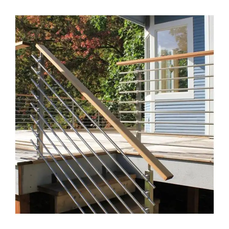 Easy To Install Modern Stainless Steel Rod Railing Design Square Bar Railing