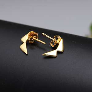 Pendientes de Botón de Plata de Ley 925, Estilo Básico, Modernos, Hechos a Mano, Chapados en Oro, Joyería para Mujeres y Niñas, Regalo - Product Image 5