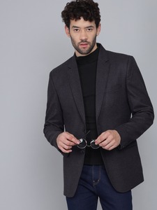Blazer pour homme de qualité supérieure, gris foncé, classique, à revers crantés, veste de costume, tissu respirant, disponible au meilleur prix - Product Image 4