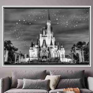 Impression sur toile du Château de Cendrillon : Décoration pour enfants Nuit étoilée, toile encadrée blanche - Product Image 1