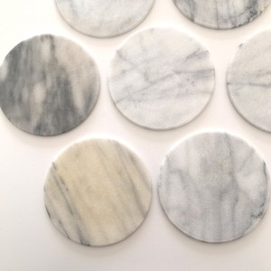 Posavasos de mármol redondo vintage decoración del hogar blanco y gris - Product Image 5