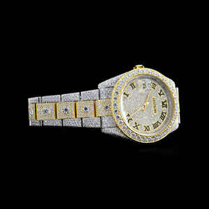 Reloj de pulsera de acero inoxidable Hip Hop con corte helado de diamante de moissanita con claridad VVS de 30 quilates, nuevo reloj con tachuelas de diamantes, joyería - Product Image 2