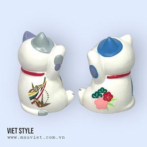 Statue en polyrésine Lucky Fortune Cat Couple Figurines d'intérieur Impression d'image personnalisée Assurance qualité - Product Image 6