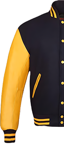 Veste universitaire écologique de style collège classique sur mesure, laine, manches en PU, bouton couvert, broderie, garniture côtelée, tissu en toile - Product Image 3