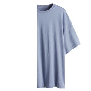 เสื้อยืดลำลองผู้ชายไซส์ใหญ่ ปรับแต่งโลโก้ได้ สีฟ้าอ่อน 220gsm ผ้าฝ้ายออร์แกนิค 100% ระบายอากาศได้ดี ปักลาย - Product Image 3