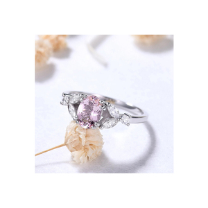 แหวนอัญมณีแท้สีทอง14K จากมอร์แกไนท์ธรรมชาติแหวนหมั้นประดับเพชรแท้สำหรับกำจัดวัชพืช - Product Image 1