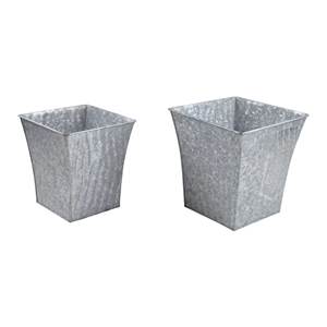 Juego de 2 macetas de flores cuadradas de metal galvanizado para decoración de interiores y exteriores Macetas y macetas - Product Image 1