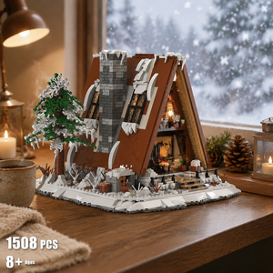 Blocs de construction EPT A-Frame Cabin 1508 pièces, modèle de <span class=keywords><strong>chalet</strong></span> d'hiver avec lumières LED, jouet DIY pour adultes et enfants, cadeau de Noël - Product Image 1