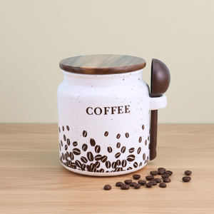 Premium Quality 3460989SA Nordic Design DURABLE PORCELAIN <b>CANISTER</b> WOOD LID &WOOD SPOON - Product Image 3
