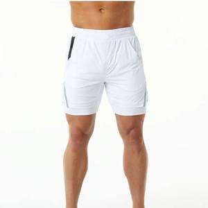 Smoother and Softer 80% Nylon 20% Elastane <b>White</b> Mens Compression Lined Woven Training Baggy <b>Short</b> with Front Slip Pockets - Product Image 1