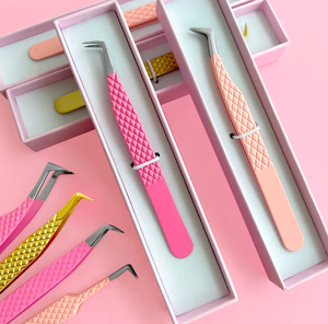 แหนบปลายแหลมใยแก้วนำแสงสแตนเลสสตีลสำหรับต่อขนตาแบบมืออาชีพ พร้อมโลโก้สั่งทำพิเศษ รุ่น ANAAIF - Product Image 3