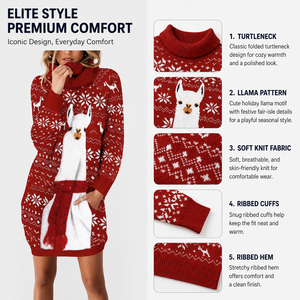 Robes <span class=keywords><strong>de</strong></span> Noël moches FNJIA Pink Queen pour femmes, <span class=keywords><strong>robe</strong></span> en tricot à col roulé surdimensionné, <span class=keywords><strong>robe</strong></span> <span class=keywords><strong>de</strong></span> fête avec poche - Product Image 4