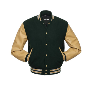 Veste universitaire pour homme de qualité supérieure, sur mesure, en tissu de laine, manches en cuir, logo brodé, veste de baseball universitaire, vente en gros - Product Image 4