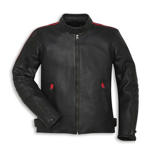 Track Riders Chaqueta de motocicleta de cuero negro genuino Blindado CE Protegido Track Racers Chaqueta de moto de cuero para hombres - Product Image 1
