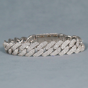 Pulsera cubana personalizable de oro rosa blanco de 14kt para hombre, VVS Clarity Lab Grown Cut Diamonds, diseño único, regalos para fiestas - Product Image 5