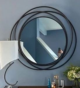 Miroir mural en métal plaqué or rond de conception moderne, fait à la main, style unique, art mural, cadre suspendu en fer, décoration de salon - Product Image 4