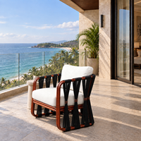 Seilgewebter Outdoor-Lounge-Sessel OEM Maßgefertigter Hotel-Villa-Balkon Aluminium-Armlehnstuhl UV-Beständig