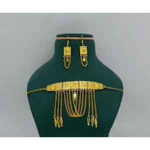 Martasha-Ensemble de bijoux arabes en plaqué or pour le Ramadan et l'Aïd spécial Dubaï, ensemble collier et boucles d'oreilles - Product Image 2