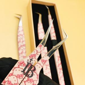 Pince à épiler Hello Kitty, pince à épiler de style extension de cils, pince à épiler en papier de vison avec logo imprimé, offre de boîte de style personnalisée - Product Image 4