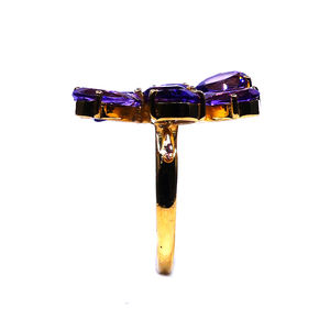 Anillo de bodas clásico para mujer, Plata de Ley 925 con oro Vermeil, amatista, piedra preciosa, Material de acero inoxidable para aniversario - Product Image 4