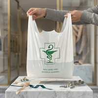 Sacs de courses en plastique HDPE biodégradable grande taille, robustes, avec poignées type gilet, logo personnalisé imprimé, pour articles de boisson et parapluies