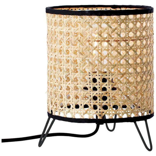 Modern Rattan Table Lamp with Night Light Handwoven Lampshade Chandelier Disk Pendant Beside Lamps for Interiors-King Craft Viet