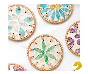 Vente chaude rotin plaque rotin sous-verres en rotin pour les fournisseurs de décoration nacre mosaïque sous-verres conque napperon marché d'exportation - Product Image 4