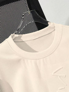 Camiseta en relieve de algodón 100% para mujer de tendencia totalmente personalizable con ajuste holgado de hombro caído de elección propia - Product Image 4