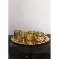 Juego de Regalo de Accesorios para Decoración de Diwali, Thali Redondo de Latón de 12 Pulgadas con Artículos de Pooja, Juego de Regalo de Lujo Personalizado para Bodas