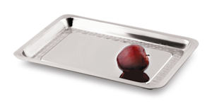 Plateau de service rectangulaire minimaliste en acier inoxydable, finition miroir, construction robuste, écologique, durable, multi-usage - Product Image 2