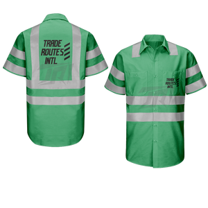 Ensemble de travail personnalisé haute visibilité Chemise de sécurité réfléchissante boutonnée en bavoir en polyester avec col ras du cou Caractéristiques imperméables Approvisionnement en vrac - Product Image 6