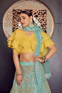 Designer Oraza Choli Ghaghra indien imprimé numérique Lehenga pour les mariages fêtes vente chaude motif de séquence Lehenga Choli - Product Image 3