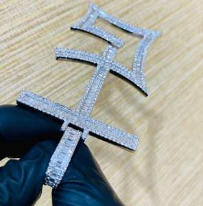 Pendentif croix en argent sterling pour homme avec diamant de 2,80 carats certifié IGI, classique pour les mariages et les fêtes - Product Image 4