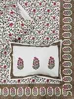 Parure de lit de luxe légère 200TC en coton 100% biologique imprimé à la main, style indien Jaipuri, marron et rose, toutes saisons, taille Super King